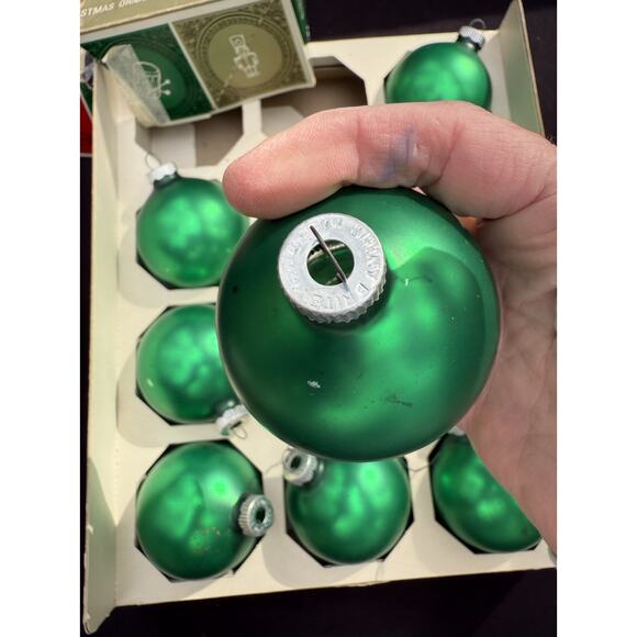 Max Eckardt 1967 Shiny Brite Mercury Ornaments 1 Box In A Lovely Green Color - Picture 7 of 8